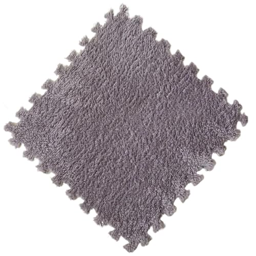 Puzzle Shaggy Teppich 6 Stück Puzzlematte, Plüsch, Dicker Teppich, warme Spielmatte, Plüschschaum-Bodenmatte, Spielmatte, weiche Fußmatten, 30 x 30 x 1 cm Für Wohnzimmer/Schlafzimmer(Grey) von NihaoWXM