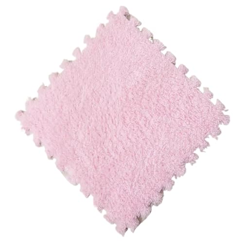 Puzzle Shaggy Teppich 6 Stück Puzzlematte, Plüsch, Dicker Teppich, warme Spielmatte, Plüschschaum-Bodenmatte, Spielmatte, weiche Fußmatten, 30 x 30 x 1 cm Für Wohnzimmer/Schlafzimmer(Pink) von NihaoWXM