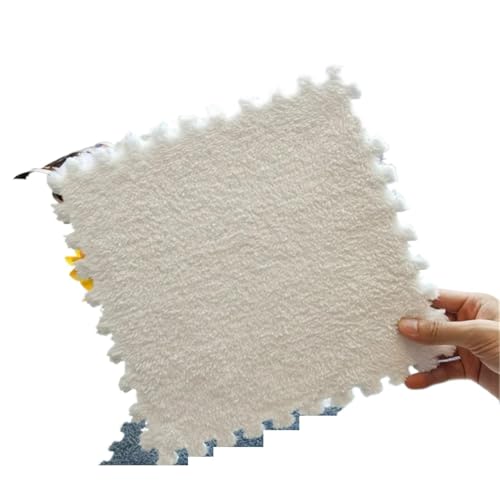 Puzzle Shaggy Teppich Weiche Plüsch-Spielmatte, EVA-Schaum, Kinderteppich, ineinandergreifende Übungsfliesen, Bodenteppich und Teppich for Kinder, Pad 30 x 30 cm Für Wohnzimmer/Schlafzimmer(White,1cm- Puzzle Shaggy Teppich Weiche Plüsch-Spielmatte, EVA-Schaum, Kinderteppich, ineinandergreifende Übungsfliesen, Bodenteppich und Teppich for Kinder, Pad 30 x 30 cm Für Wohnzimmer/Schlafzimmer(White,1cm- von NihaoWXM