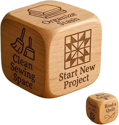 Nihexo 2025 New Handmade Wooden Decision Dice with 6 Engraved Quilting Tasks, Unique Sewing Room Decor, Fun Sewing Tool for Sewing & Quilting (1Pcs) von Nihexo