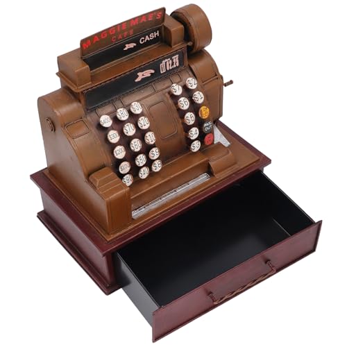 Niiyen Registrierkassen-Modell, Vintage-Ornament, Eisen-Kunst-Requisiten, stressabbauende Tischdekoration, altes Bankwerkzeug-Ornament mit Verstellbarer Schublade für Büro und Niiyen Registrierkassen-Modell, Vintage-Ornament, Eisen-Kunst-Requisiten, stressabbauende Tischdekoration, altes Bankwerkzeug-Ornament mit Verstellbarer Schublade für Büro und von Niiyen