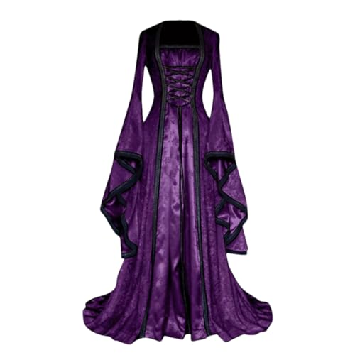 Niiyyjj Mittelalter Gothic Kleid Halloween Kostüm Weibliche Vintage Court Robe Prinzessin Kleid Lila 5XL von Niiyyjj