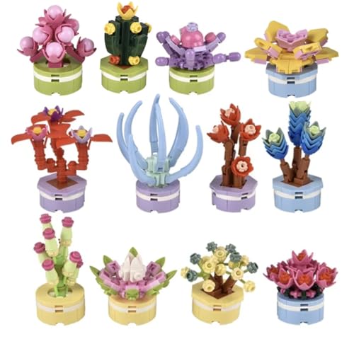 Nikki's Knick Knacks Mini-Blumen- und Sukkulenten-Baustein-Set – botanische Sammlung – Strumpffüller, Partygeschenke, Belohnungsbox, Schatzkiste – 3er-Set von Nikki's Knick Knacks