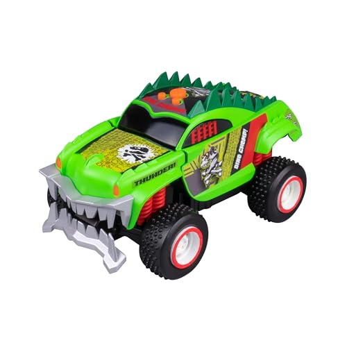 Nikko 20113 Road Rippers Mega Monster Dino Truck, Dino Spielzeugauto mit Licht und Sound Effekten, Beißende Zähne, Auto fährt auf Knopfdruck, inklusive Batterien, Kinder ab 3 Jahren, ca. 23 cm, Grün von Nikko