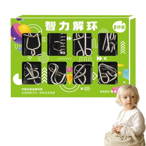 Metall-IQ-Puzzle-Set | 8-teiliges Mind Logic IQ-Spiel-Testspielzeug,Mind Logic Iq-Spiel-Testspielzeug, Interlock-Spiel freischalten, Brain Teaser-Puzzle, reibungsloser Iq-Test von Niktule
