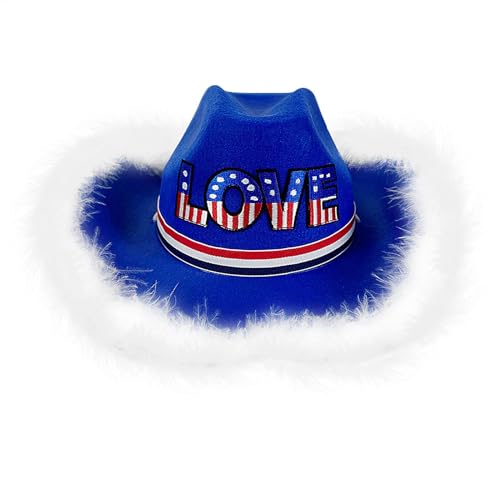 Niktule Cowgirl Hut, Cowboyhut Männer - Blue Felt Cowboyhut für Männer mit Federn | Dress -up Accessoires für Weihnachten, Halloween, patriotischer Tag, Maskerade Niktule Cowgirl Hut, Cowboyhut Männer - Blue Felt Cowboyhut für Männer mit Federn | Dress -up Accessoires für Weihnachten, Halloween, patriotischer Tag, Maskerade von Niktule