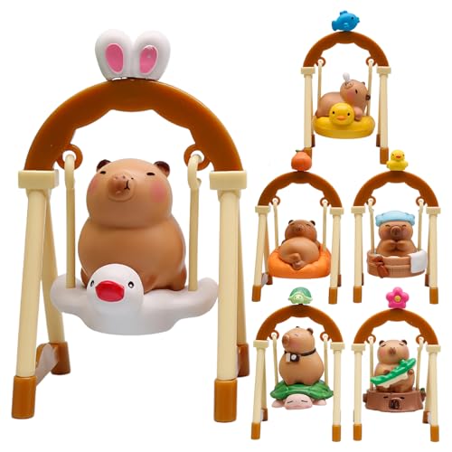 Niktule -Figur Spielzeug - 6er-Set Schaukel Capybara Figuren Spielset | Miniatur-Tierfiguren Für Schreibtisch Deko, Dekoration, Wohnaccessoires Für Tisch Und Vitrine Niktule -Figur Spielzeug - 6er-Set Schaukel Capybara Figuren Spielset | Miniatur-Tierfiguren Für Schreibtisch Deko, Dekoration, Wohnaccessoires Für Tisch Und Vitrine von Niktule
