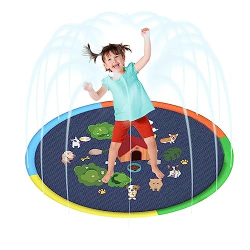 Niktule Hunde-Spritz-Sprinkler-Pad | Rutschfestes Spritzpad für Kinder und Hunde - Sprinkler Pool Sommer Outdoor Wasserspielzeug für Kinder, Mädchen, Haustier Hund von Niktule
