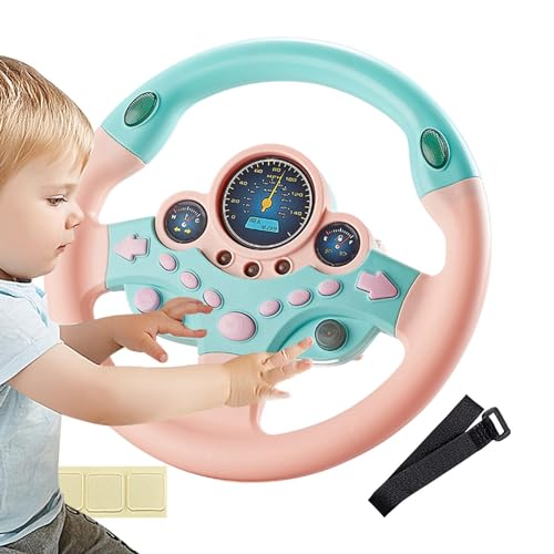 Niktule Kinder Lenkrad Für Auto, Kreatives Lenkrad Spielzeug Mit Licht Und Ton, 360 Grad Drehbares Simuliertes Lenkrad, Interaktiver Lenkradsimulator Für Autositze, Pädagogisches Lenkradspielzeug von Niktule