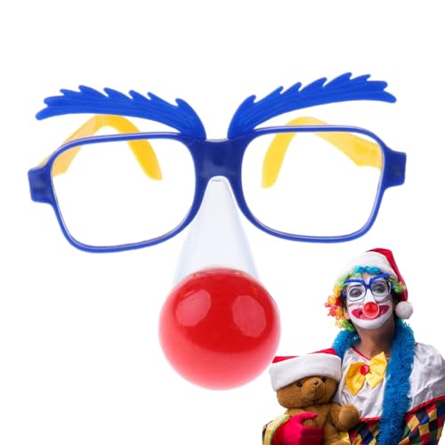 Niktule Lustige Nasenverkleidungsbrille, Clown-Nasenbrille - Einzigartige Cosplay Fotografie Prop Clown Kostüm Neuheit Brillen,Gefälschte Clown-Nasenbrille, Party-Sonnenbrille mit LED-Nase für von Niktule