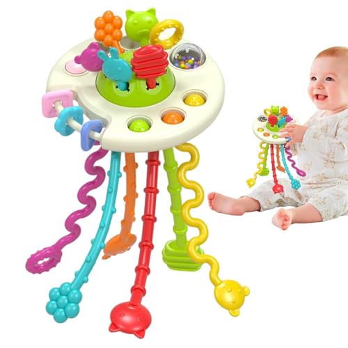 Niktule Montessori Kleinkind Reise-Pull-String-Spielzeug | Sensorisches Spielzeug für Kinder - Tragbares, wiederverwendbares Lernspielzeug für motorische Fähigkeiten, Zahnungshilfe für Jungen und von Niktule