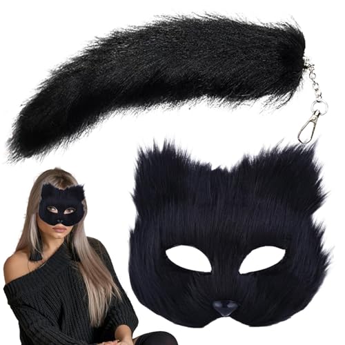 Niktule Ther-ian-Masken, Pelzige Katze Fuchs Maske, Tierschwanz-Cosplay-Maskerade, Tier-Cosplay-Maskerade, Tierschwanz-Set, Pelziges Outfit, Tier-Rollenspiel, Halbe Gesichtsbedeckung Für Frauen Niktule Ther-ian-Masken, Pelzige Katze Fuchs Maske, Tierschwanz-Cosplay-Maskerade, Tier-Cosplay-Maskerade, Tierschwanz-Set, Pelziges Outfit, Tier-Rollenspiel, Halbe Gesichtsbedeckung Für Frauen von Niktule