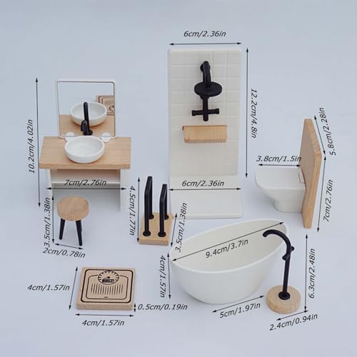 Puppenhaus Badezimmer Set - 1 12 Maßstab Badezimmer Szenen Modell,Miniaturmöbel Dekoartikel für Puppenhaus Rollenspiel von Niktule