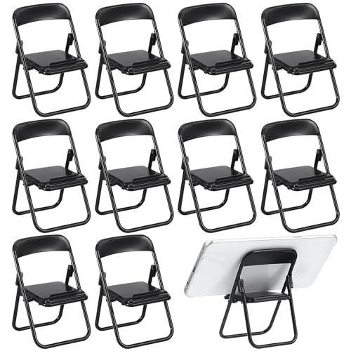 12-teiliger Mini-Stuhl – geformte Telefonhalter und faltbare Stühle, schwarze Farbe und faltbares Design, ideal für Puppenhaus-Dekoration, 12-teiliger Mini-Stuhl – geformte Telefonhalter und faltbare von Niltracy