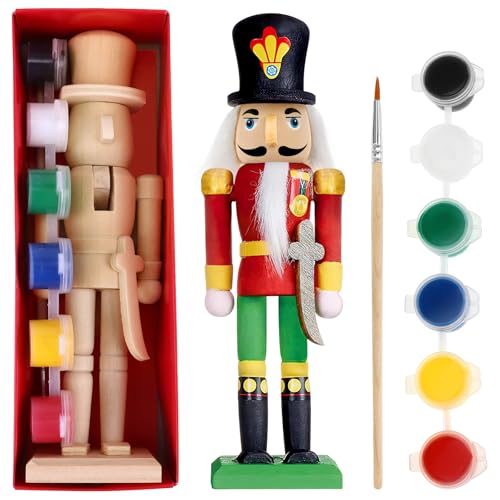 18 cm weißer Embryo-Nussknacker, Nussknacker, Handbemalt, Graffiti-Nuss-Soldat (18 cm Einzelpackung mit Pinselhaar), 1 Set von Niltracy
