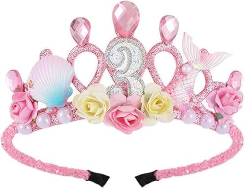 3 Geburtstag Tiara Krone mit Meerjungfrau Dekoration Einweg Stirnband für Mädchen 3 Jahre alt 3 Geburtstag Tiara Krone mit Meerjungfrau Dekoration Einweg Stirnband für Mädchen 3 Jahre alt von Niltracy