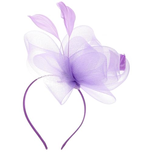 Niltracy Brautschleier Feder Haarblume 2 in 1 Haarspange & Stirnband Design Hellviolett Ideal für Teepartys & Cocktailpartys Brautschleier Feder Haarblume Hellviolett (HA9162) von Niltracy