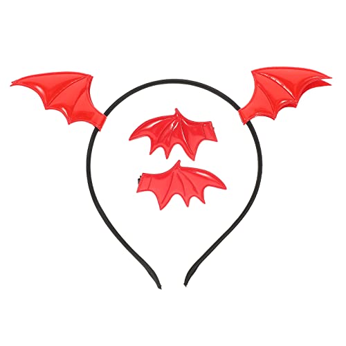 Niltracy Fledermaus-Stirnband & Haarspange, Halloween-Cosplay-Design, 2-teiliges Set (rotes Fledermaus-Stirnband + Stil A-Haarspange), ideal für Partyauftritte von Niltracy