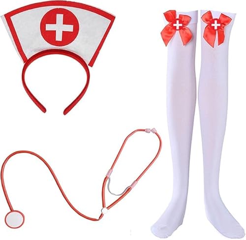 Niltracy Krankenschwester-Kostüm-Set, Halloween-Kostüm, Zubehör, Krankenschwesterhut, Stirnband für Halloween, Rollenspiele, Party, Kostüm, Krankenschwester, Cosplay-Outfit Niltracy Krankenschwester-Kostüm-Set, Halloween-Kostüm, Zubehör, Krankenschwesterhut, Stirnband für Halloween, Rollenspiele, Party, Kostüm, Krankenschwester, Cosplay-Outfit von Niltracy