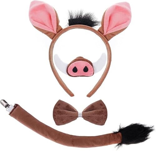 Niltracy Warzenschwanz-Kostüm-Zubehör-Set, Warzenschwanz-Ohren, Stirnband, Nase, Fliege und Schwanz, Kostümzubehör für Erwachsene, Halloween, Verkleidung, Spielparty Niltracy Warzenschwanz-Kostüm-Zubehör-Set, Warzenschwanz-Ohren, Stirnband, Nase, Fliege und Schwanz, Kostümzubehör für Erwachsene, Halloween, Verkleidung, Spielparty von Niltracy