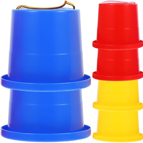Sensorisches Integrationstrainingsgerät für Kinder, 3 Paar Kunststoff-Eimerstelzen mit zufälligen Seilstilen und Farben, ideal für sensorisches Integrationstraining und Spielen im Innen- und Sensorisches Integrationstrainingsgerät für Kinder, 3 Paar Kunststoff-Eimerstelzen mit zufälligen Seilstilen und Farben, ideal für sensorisches Integrationstraining und Spielen im Innen- und von Niltracy
