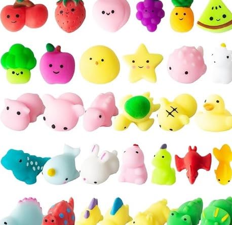 Mochi Squishy Toys Set, 30 Pack Mix aus Tier Dango, Waldtier Dango Obst Dango, Kawaii Stressabbau Spielzeug, Perfekt für Kindergeburtstagsfeier Mitgebsel, Partygeschenke von NimblusToy