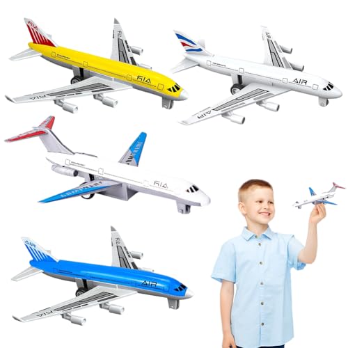 NimblusToy Flugzeug Spielzeug, Aeroplane Toy for Kids, Kleiner Modellflugzeug, Metall Pull Back Flugzeug Spielzeug, Kindergeburtstag Geschenke für 3-12 Jahrlge Jungen Mädchen 4 Stück von NimblusToy