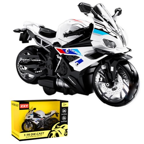 NimblusToy Motorrad Spielzeug, Motorrad Modell SpielzeugKinder Pull Back Motorrads Spielzeug, Spielzeugautos Set, für Geburtstag und Sammlung Weihnachten (weiß) von NimblusToy