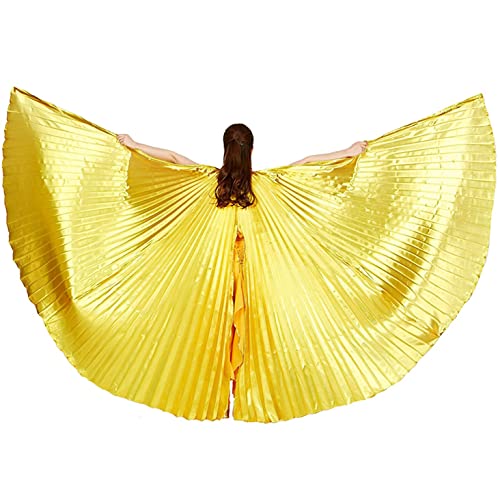 Nimiman Frauen Ägyptische Öffnung Bauchtanz Flügel mit Stäbchen Bauchtanz Kostüm Engelsflügel für Halloween Karneval Aufführung (Gold) von Nimiman