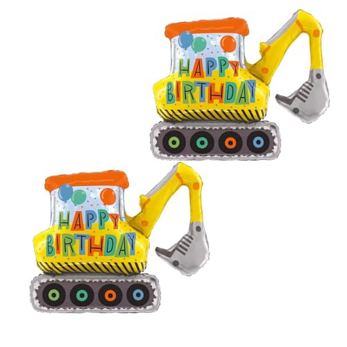 Nine San 2 Stück Happy Birthday Bagger Luftballon Groß 3D Geburtstag Digger Folienballon Baufahrzeuge Excavator Mylar Ballon Baustelle Baggerparty Deko Lieferungen Bau Nine San 2 Stück Happy Birthday Bagger Luftballon Groß 3D Geburtstag Digger Folienballon Baufahrzeuge Excavator Mylar Ballon Baustelle Baggerparty Deko Lieferungen Bau von Nine san