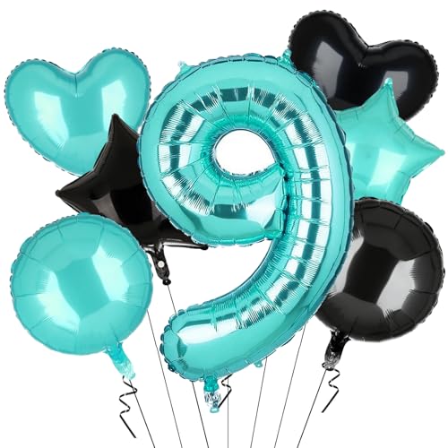 7 Stück XXL Türkis Zahl 9 Luftballon Tiffany Blau Nummer 9 Folienballons Zahlen Turquoise Happy Birthday Ballon Geburtstags Deko 100cm 7 Stück XXL Türkis Zahl 9 Luftballon Tiffany Blau Nummer 9 Folienballons Zahlen Turquoise Happy Birthday Ballon Geburtstags Deko 100cm von Nine san