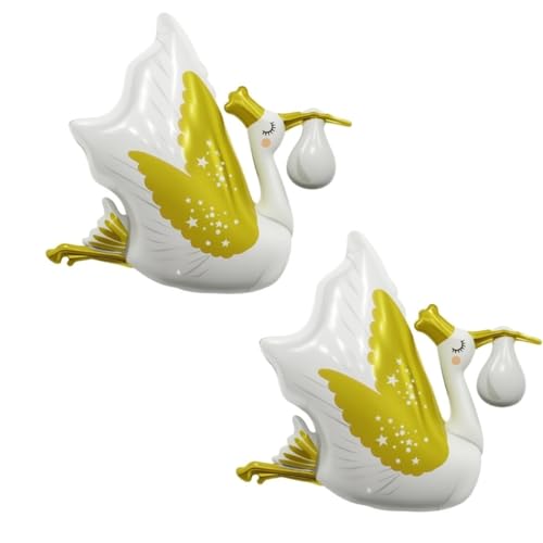 Nine San 2 Stück Storch Luftballon Stork Folienballon Geburt Storchballons Babyparty Storchluftballon Geschenk Baby Shower Party Deko von Nine san