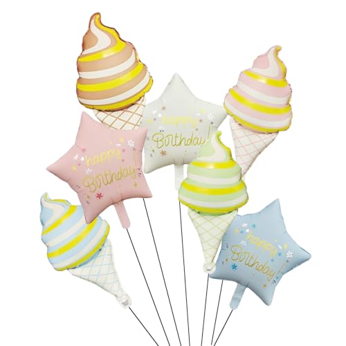 Nine San 7Stück Eiscreme Luftballons Ice Cream Folienballon Essen Ballon Eisballon Candy Sweet Party Eisdekorationen Nine San 7Stück Eiscreme Luftballons Ice Cream Folienballon Essen Ballon Eisballon Candy Sweet Party Eisdekorationen von Nine san