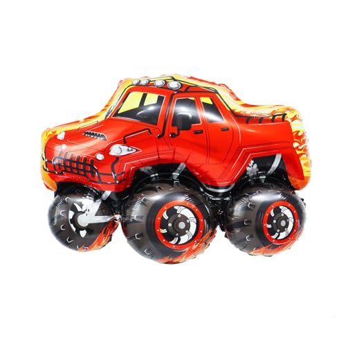 Nine San 3D Monster Truck Luftballons Rot Monstertruck Folienballons Pickup Truck Helium Ballon Rennwagen Kindergeburtstag Party Deko von Nine san