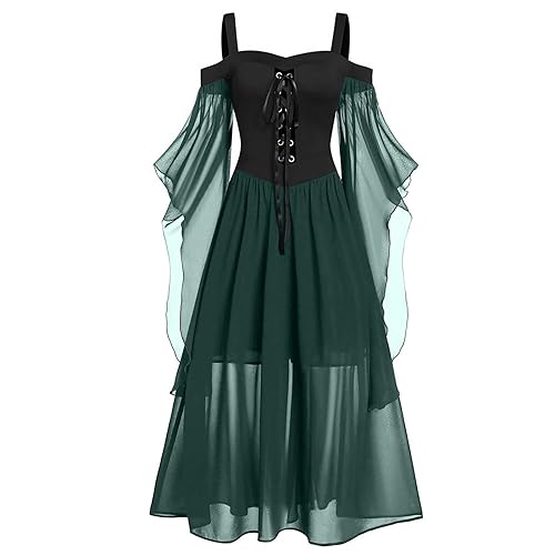 Damen Gothic-Kleid Mittelalter Renaissance Kleid Maxi Retro Oversized 2024 Party Prinzessin Mittelalter Gothic Kostüm Kleid Größen Plus Bowknot Court Kleid für Cocktailkleid 2024 von Ninedayx