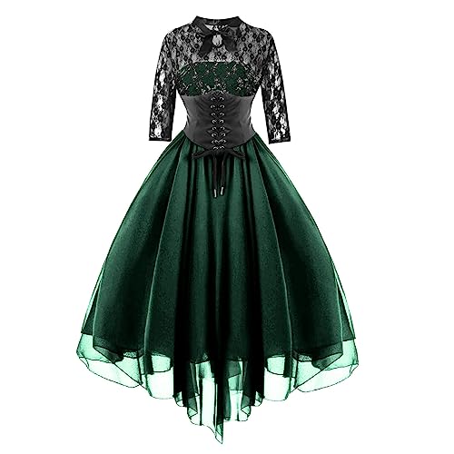 Gothic Renaissance Kostüm Schwarz Kostüm Cocktail Prinzessin Mittelalter Halloween Gothic Kostüm Retro Kleid Damen Oversized Ballkleid 2024 von Ninedayx