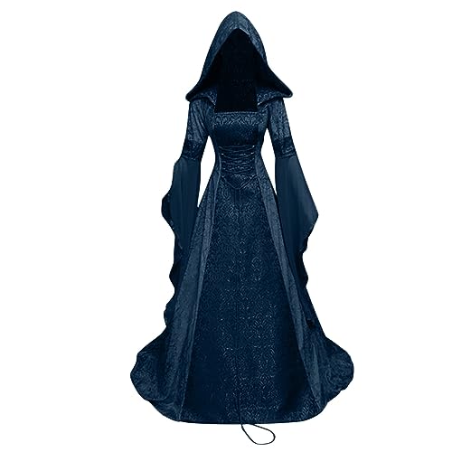 Ninedayx Mittelalterliches Kostüm für Damen, Gothic-Kleid, Cosplay-Kostüme für Damen, Renaissance-Kleid, Hexenkleid, viktorianisches Kleid, Vampir-Kostüm, Damen, Retro-Party, Karneval, mit Kapuze, Ninedayx Mittelalterliches Kostüm für Damen, Gothic-Kleid, Cosplay-Kostüme für Damen, Renaissance-Kleid, Hexenkleid, viktorianisches Kleid, Vampir-Kostüm, Damen, Retro-Party, Karneval, mit Kapuze, von Ninedayx