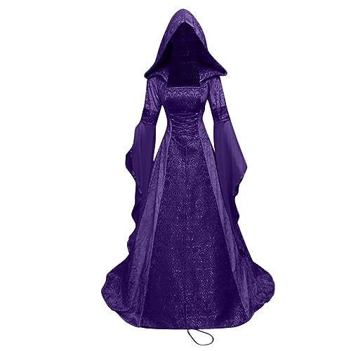 Ninedayx Mittelalterliches Kostüm für Damen, Hexenkleid, viktorianisches Kleid, Gothic-Kleid, Cosplay-Kostüme für Damen, Vampir-Kostüm, Renaissance-Kleid, Retro-Party, Karneval, mit Kapuze, 2024 Ninedayx Mittelalterliches Kostüm für Damen, Hexenkleid, viktorianisches Kleid, Gothic-Kleid, Cosplay-Kostüme für Damen, Vampir-Kostüm, Renaissance-Kleid, Retro-Party, Karneval, mit Kapuze, 2024 von Ninedayx
