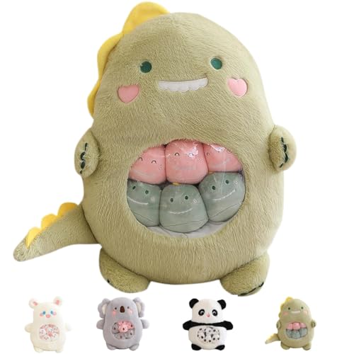 Dinosaurier-Plüschtier mit 6 abnehmbaren Dinosaurier-Babys, Plüschkissen, weiches und kuscheliges Plüsch, bestes Geschenk für Mädchen, Kinder und Dinosaurier-Liebhaber von Ninesun