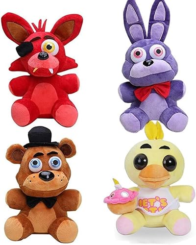 Five Nights Plüschpuppen-Sets – 7 Zoll – Sister Location Bonnie Red Foxy Bear Chica Weich Plüschpuppen Ornamente Dekoration für Zuhause von Ninesun