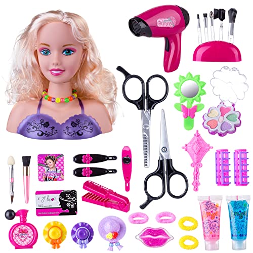 Ninesun 35 Frisierkopf für Kinder, Frisierkopf und Make-up für Kinder, Playset, Styling Kopf, Puppe, Frisur, Spielzeug mit Haartrockner für kleine Mädchen Ninesun 35 Frisierkopf für Kinder, Frisierkopf und Make-up für Kinder, Playset, Styling Kopf, Puppe, Frisur, Spielzeug mit Haartrockner für kleine Mädchen von Ninesun