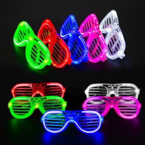 Ninesun LED-Brille, helle Lünette, 10 Stück, fluoreszierende Brille, Soiree, LED-Brille für Halloween, Geburtstag, Karneval, Party, Geschenk Spielzeug von Ninesun