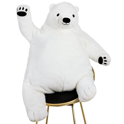 Riesige Simulation 60 cm großer Teddybär Plüschtier Spielzeug für Haus Dekoration Valentinstag Geburtstagsgeschenk (60cm, Weiß) von Ninesun