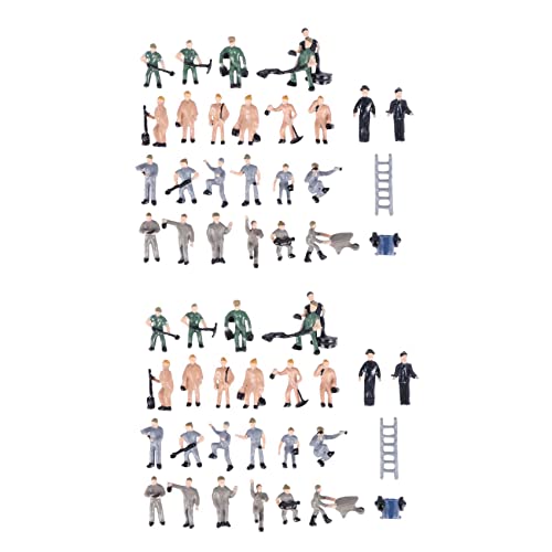 Niniang 50 Stück 1:87 bemalte Figuren, Miniaturfiguren der Eisenbahnarbeiter, mit Eimer und Leiter von Niniang