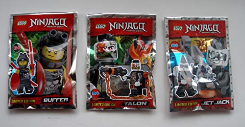 3 Lego Figuren Ninjago Buffer, Jet Jack, Talon mit Waffen Neu Ninja Drachenjäger Figuren Ovp Limited Edition von Ninjago Serie