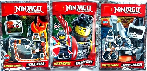 3 Lego Figuren Ninjago Buffer, Jet Jack, Talon mit Waffen Neu Ninja Drachenjäger Figuren Ovp Limited Edition von Ninjago Serie