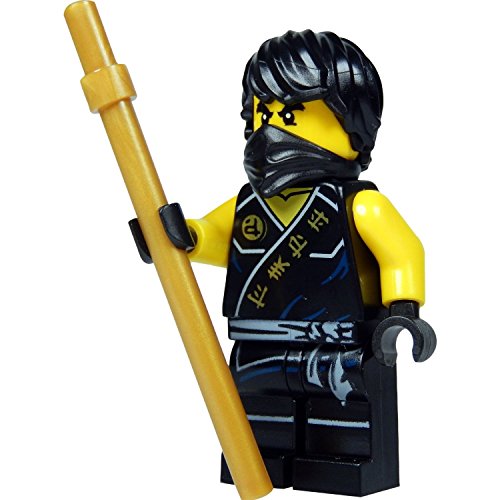LEGO Ninjago: Minifigur Cole (schwarzer Ninja) mit goldenem Kendostab 2015 Neuheit von Ninjago