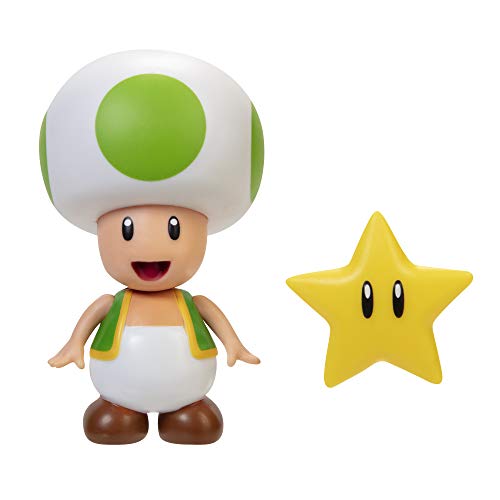 Nintendo - Jakks Super Mario - Grüner Toad mit Stern - 10 cm Figur - Wave 23, 406794 von Super Mario