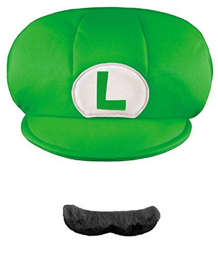 Super Mario Bros. Kinder Luigi Hut Und Schnurrbart Zubehörteil - Einheitsgröße von Nintendo