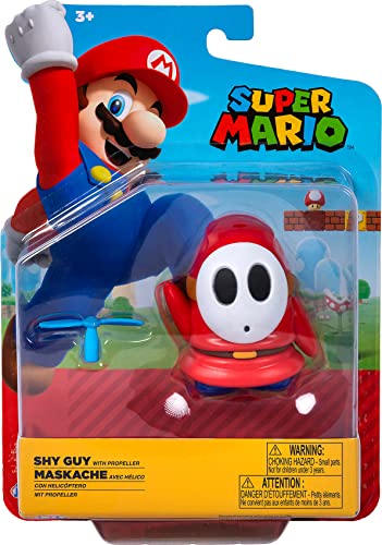 Nintendo JAKKS – 406734 Super Mario – Red Shy Guy mit Propeller – 10cm Spielfigur von Nintendo